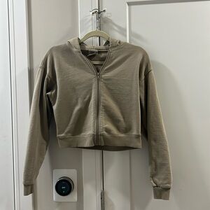SKIMS cropped hoodie in taupe